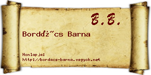 Bordács Barna névjegykártya