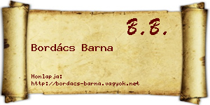 Bordács Barna névjegykártya