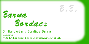 barna bordacs business card